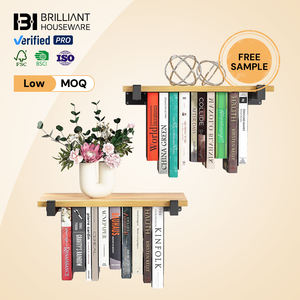 BH in legno di bambù libreria invisibile unica salvaspazio libreria a muro 2 Set di scaffali galleggianti appesi per scaffali da parete - Product Image 1