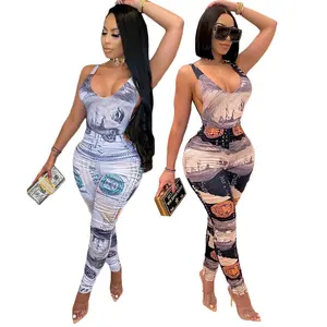 2022 Nieuwe Stijl Casual Tweedelige Dollar Afdrukken Broek Set Mouwloze Top Womens Tweedelige Set Lente Clothings Voor Vrouwen