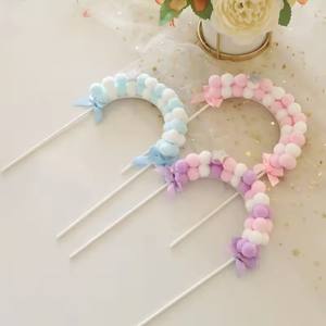 All'ingrosso torta romantica colorata Topper-ammorbidire la decorazione della torta dell'arco della sfera di pelliccia per la festa di compleanno dei bambini e altre forniture per feste - Product Image 5