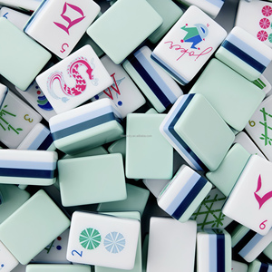 Jeu de Mahjong américain de luxe moderne en acrylique vert clair, 160 tuiles gravées, 4 couches, personnalisées, pour voyage - Product Image 1