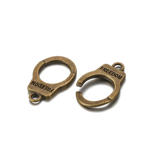 Mini breloques menottes en métal, bronze antique, or KC, argent, alliage de zinc, pendentif porte-clés, accessoires pour la fabrication de bijoux, cadeau unisexe - Product Image 5