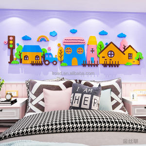 Anaokulu okul duvar sticker kendinden yapışkanlı 3d üç boyutlu duvar sticker karikatür sevimli küçük ev dekoratif duvar kağıdı - Product Image 3