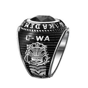 Bague vintage à la mode personnalisée bague en acier inoxydable à pierres précieuses à facettes multiples pour cadeau commémoratif de l'Académie de l'armée de l'air - Product Image 2