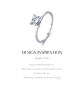 Anillo de Plata de Ley S925 con Corte Princesa, Banda Delgada, Minimalista, de Alta Gama, para Propuesta de Matrimonio, Anillo de Lujo para Mujer - Product Image 6