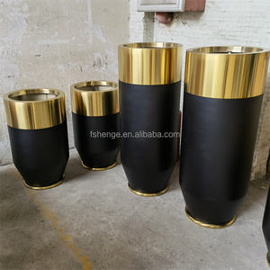 Maceta grande <span class=keywords><strong>de</strong></span> acero inoxidable <span class=keywords><strong>para</strong></span> suelo <span class=keywords><strong>de</strong></span> metal negro, maceta dorada <span class=keywords><strong>para</strong></span> interiores y exteriores, jarrones <span class=keywords><strong>para</strong></span> decoración del hogar - Product Image 2
