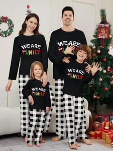 新年クリスマスパジャマ 無地白と赤の格子柄クリスマスセット 家族お揃いクリスマスパジャマ - Product Image 3