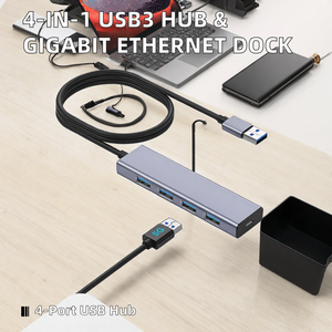 Hub USB 3.0 de 4 Puertos, Adaptador USB a Ethernet RJ45 Gigabit LAN, Estación de Acoplamiento para Laptop - Product Image 2