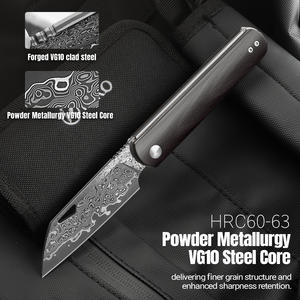 Couteau pliant LONSDOW en acier Damas 67 avec manche en bois d'ébène, OEM ODM DIY, pour <span class=keywords><strong>la</strong></span> chasse, <span class=keywords><strong>le</strong></span> camping en plein air, EDC, couteaux de poche - Product Image 5