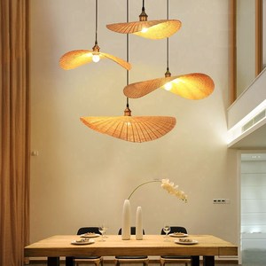Creative Irregular Pendant <b>Lights</b> 40 50 60 70 Cm Led Japanese Style Bamboo Woven Art Lighting For Living Room And <b>Dining</b> Room - Product Image 5