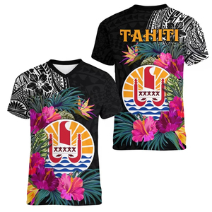 <span class=keywords><strong>Camiseta</strong></span> de poliéster con cuello en V para <span class=keywords><strong>mujer</strong></span> Wallis y Futuna con logotipo personalizado para el Día DE LA Independencia - Product Image 4