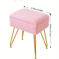 Tabouret de coiffeuse rose en bambou écologique, hauteur réglable, siège rembourré, pieds en métal, ottoman en fausse fourrure, rangement domestique