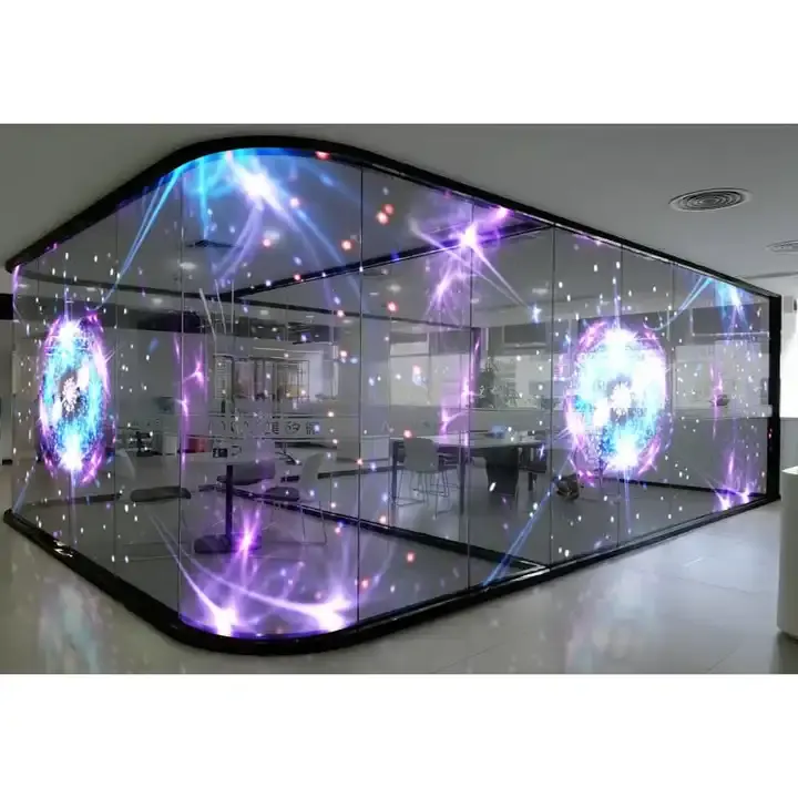 Sticky Flexible Film roll up Led Display Adhesive Led Transparent Film Screen On Glass Transparent Led Film