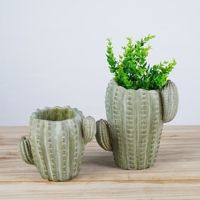 Série Creative Cactus - Pot de fleurs en ciment écologique avec finition émaillée - Design minimaliste pour utilisation en extérieur dans le jardin - Emballé en carton
