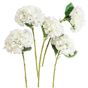 90pcs Petals Hot Selling Silk Hydrangea Branch Artificial Flowers Bridal Bouquet For Wedding White Flowers