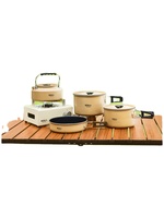 Ensemble de cuisine de camping empilable et emboîtable, kit portable de casseroles, bouilloires et poêles pour l'extérieur avec sac de rangement en filet pour le camping, la randonnée et les pique-niques