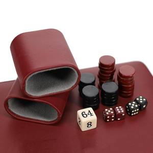 Sang trọng handmade Burgundy giả da backgammon Board trò chơi thiết lập bao gồm backgammon Board chip dices ly dây đeo - Product Image 4