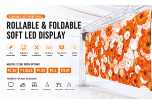 จอ LED พับได้แบบเคลื่อนย้ายในอาคาร P2.604/P3.91 หน้าจอแบบอินเทอร์แอคทีฟสำหรับพื้น  หน้าจอแบบยืดหยุ่นสำหรับงานแต่งงาน ภาพยนตร์ ลิฟต์ และการโฆษณา - Product Image 3