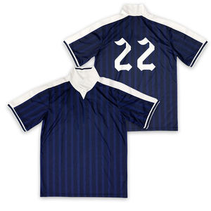 Maillot de football personnalisé, dernière conception, respirant, rayé, sublimation, vêtements de sport, séchage rapide, 100% polyester, col en V court, pour hommes - Product Image 2