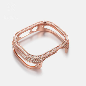 Boîtier de montre Apple Watch en argent 925 serti de diamants, style hip-hop, avec moissanite VVS, vente chaude - Product Image 2