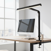 Lampe de bureau LED AC en aluminium de style nordique moderne avec pince, contrôle tactile flexible, protection oculaire, intensité réglable, lumière blanc chaud pour étude et lecture