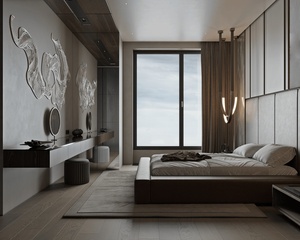 Juego de Muebles de Dormitorio de <span class=keywords><strong>Hotel</strong></span> Moderno con Cama Cómoda, Mesitas de Noche, Armario y Diseño Elegante - Product Image 1