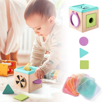 Caja de Pañuelos Mágica de Madera Montessori, Cubo Sensorial para Ejercicio de Dedos de Bebé de 0 a 3 Años, Regalos Educativos para Niños