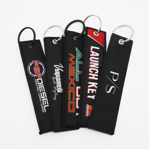 Logo tissé de haute qualité personnalisé Promotion tissu porte-clés avant <span class=keywords><strong>vol</strong></span> Low quantité minimale de commande Jet Tag porte-clés - Product Image 1