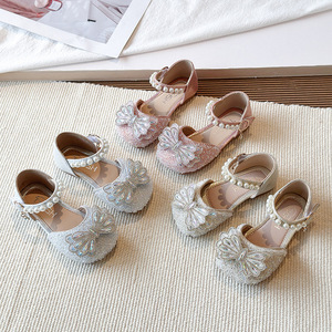 Nuove Scarpe da Ballo per Bambina Primavera/Estate 2026 con Suola Morbida, Fiocco e Diamanti Brillanti - Product Image 1