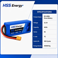 Paket Baterai Lithium Ion 22.2V 40Ah 400Wh/kg Jangkauan Jauh untuk Drone UAV, Detektor UAV, UAV VTOL, UAV Sayap Tetap, dan Motor UAV