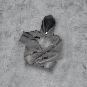 Sudaderas con capucha con logotipo estampado personalizado ecológico con cremallera de gran tamaño y peso pesado de calidad de lujo en blanco lavado de 100% algodón para hombre - Product Image 2