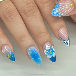 <span class=keywords><strong>Uñas</strong></span> postizas al por mayor 2026: Diseños franceses negros <span class=keywords><strong>y</strong></span> azules, cortas, medianas, largas, con forma de almendra <span class=keywords><strong>y</strong></span> puntas rosas. - Product Image 6