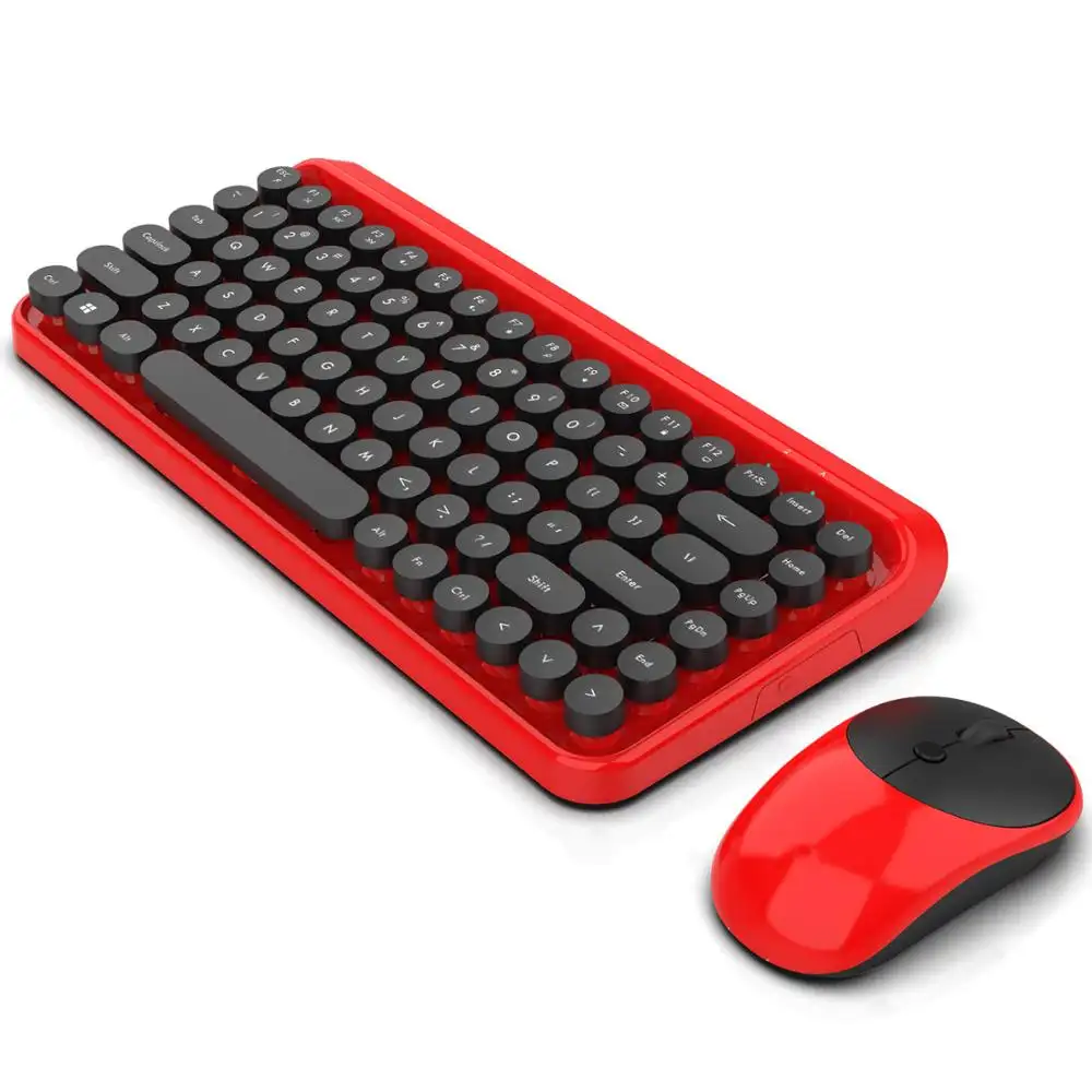 Tetikus-Set Mekanikal-Keyboard-Kombo Tombol Isi Ulang-Tutup Kombo Mouse Keyboard Nirkabel USB Bulat