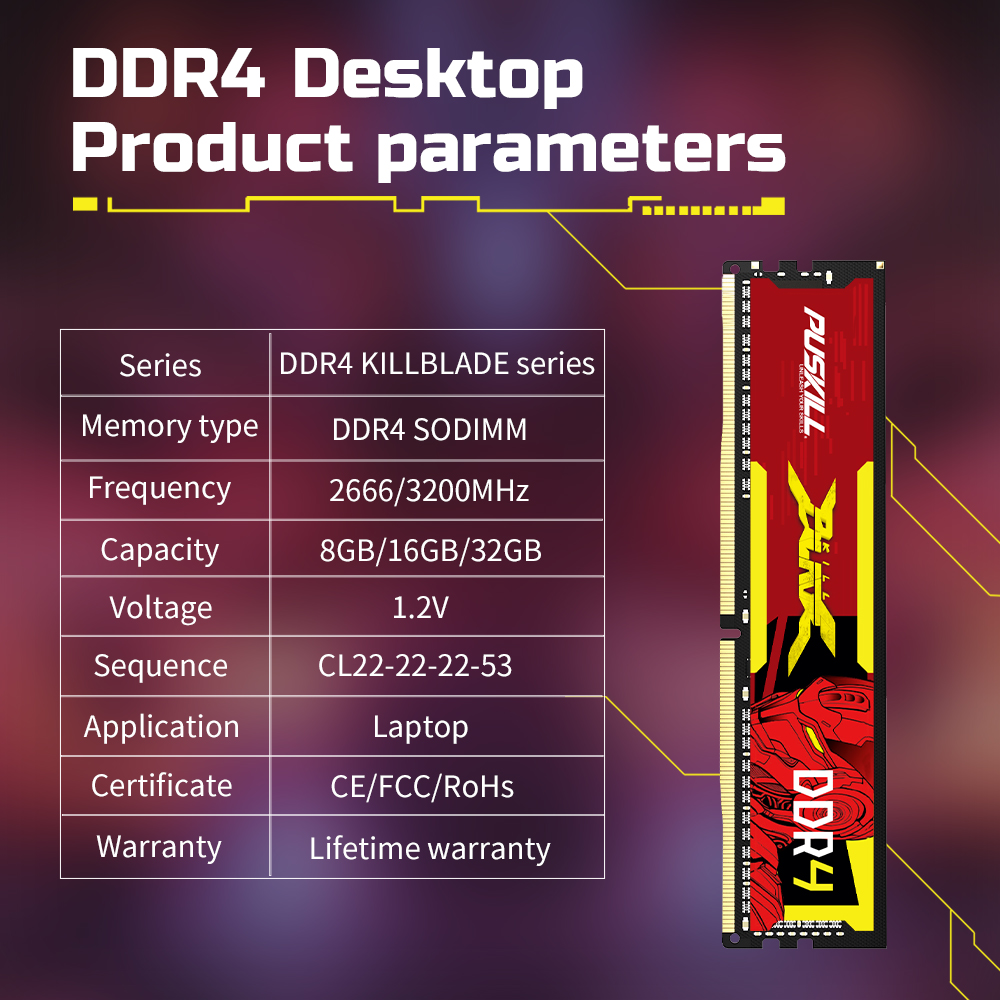 Memoria Ram, PusKill, KillBlade DDR4, 3200Mhz, CL17, 1.2v, PC4