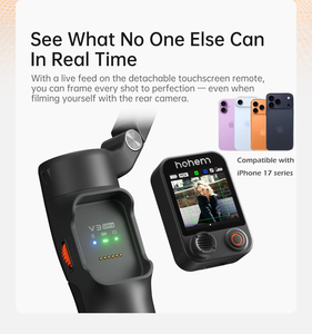 Estabilizador de Teléfono Inteligente Hohem <span class=keywords><strong>ISteady</strong></span> V3 Ultra con Seguimiento Facial por IA, Gimbal de 3 Ejes, Palo Selfie Integrado, Portátil para iPhone 17 - Product Image 6