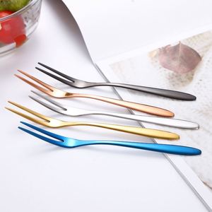 Juego de tenedores para fruta de acero inoxidable 304 con logotipo personalizado, tenedor de dos puntas para aperitivos, pasteles y postres, cubertería para cafetería y hogar. - Product Image 4