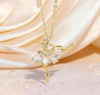 Collier Pendentif Ballerine en Cristal pour Filles, Breloque Danseuse, Bijou de Cou, Cadeau pour Compétition de Danse, Collier de Danse Ballet pour Femmes
