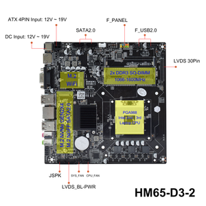เมนบอร์ด Mini-ITX แบบบาง HM65ใหม่รองรับ <span class=keywords><strong>Intel</strong></span> 2ND 3rd แล็ปท็อป CPU 2X DDR3 SO-DIMM SATA2.0 SSD NVMe HM65เมนบอร์ด Mini-ITX - Product Image 3