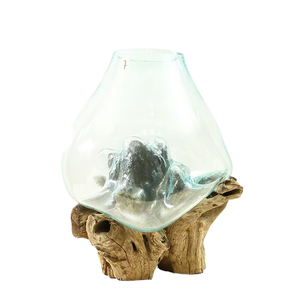 <span class=keywords><strong>Vase</strong></span> de table en cristal Art Déco et sculpture en <span class=keywords><strong>bois</strong></span> <span class=keywords><strong>flotté</strong></span>, pièce décorative unique pour un anniversaire - Product Image 1