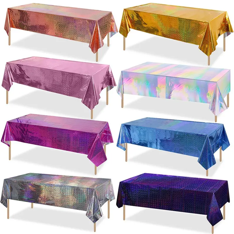 Disposable Laser Foil Tablecloth Waterproof And Oil-proof For Wedding Birthday Halloween Mermaid Party Decorate Foil Tablecloth
