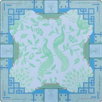 Tapis de mahjong américain haut de gamme avec motif Jardin de paons bleu clair, protection de table antidérapante en néoprène pour les détaillants de cadeaux