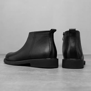 Bottes Chelsea en PU pour hommes, couleur unie, style rétro européen, bottes d'hiver à enfiler pour plateforme sociale - Product Image 3