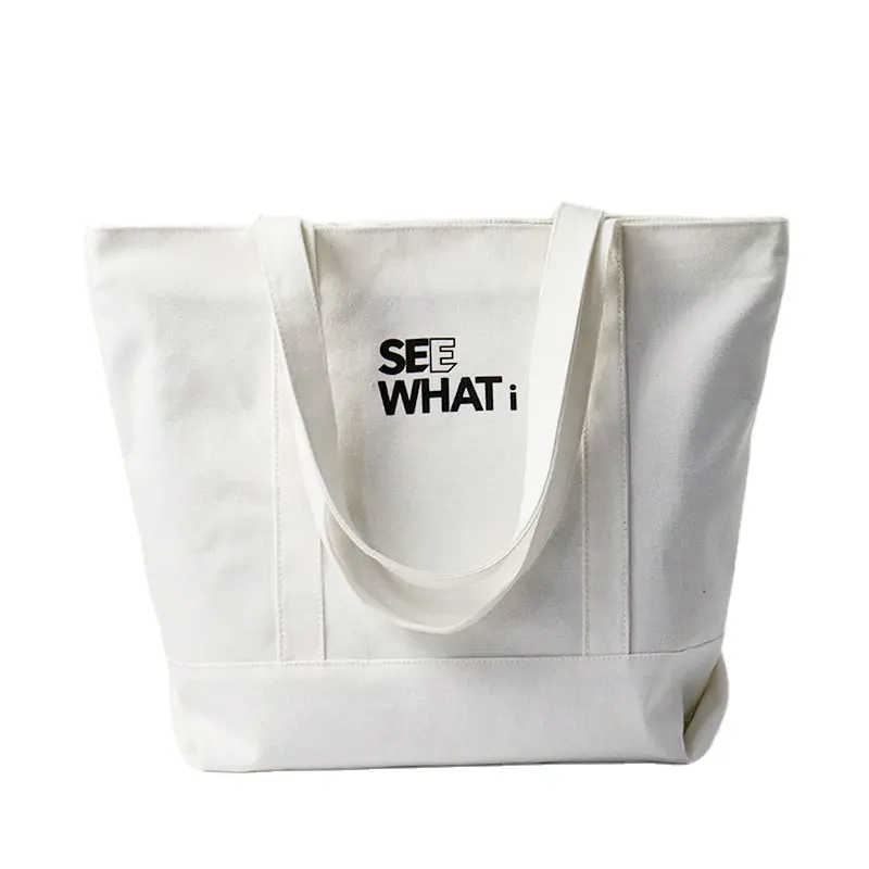 Sac fourre-tout en coton recyclé de grande capacité, style ins japonais, sac à bandoulière en toile avec logo personnalisé, vente en gros