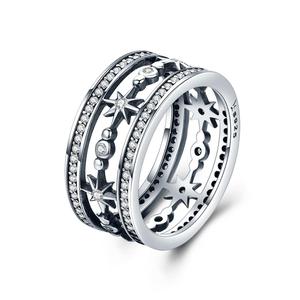BAGREER SCR258 Moda Solid 925 Sterling Silver <span class=keywords><strong>Star</strong></span> Anelli Bianco DELLA CZ Anelli di Cristallo Per Le Donne di Lusso <span class=keywords><strong>Argento</strong></span> Gioielli Personalizzati - Product Image 5