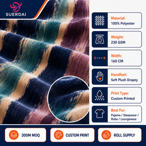 Koreanischer Bedruckter Polyester-Samtstoff Weicher Gestrickter Velours für Mädchen Schlafbekleidung Bademäntel Loungewear Bekleidung - Product Image 2