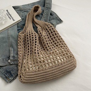 Minimalist Hollow Knitted Tote Bag Unisex <b>Large</b> Capacity Woven Shoulder Handbag For Beach Vacation Daily Use For Men Women - Product Image 6