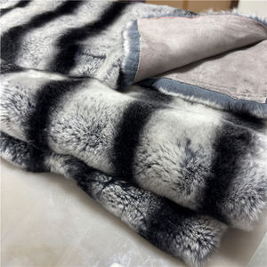 Pelliccia Morbida <span class=keywords><strong>di</strong></span> Coniglio e <span class=keywords><strong>Visone</strong></span> a Strisce Colore Cincillà - Product Image 6