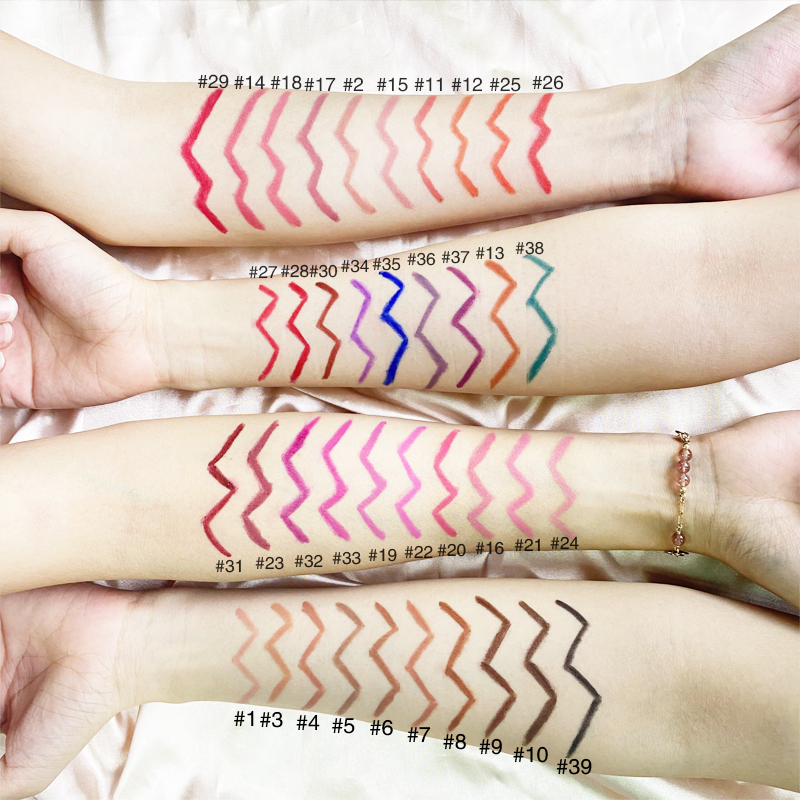 Wholesale lip liner private label waterproof lipliner pencil high pigment matte 39 colors custom lipliner