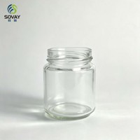 Pot en verre transparent rond et court de 150 ml avec couvercle à vis pour petites portions de miel, confiture, desserts – Emballage