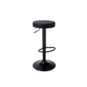 Alta compra de respaldo de cuero Pu, silla de barra de altura de mostrador, <span class=keywords><strong>taburetes</strong></span> de Bar, silla de barra elevadora giratoria negra - Product Image 1