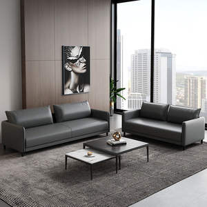 Conjunto de Sofás de Oficina Modernos de Cuero para Recepción de Negocios y Espacio de Reuniones, Estructura Metálica Resistente, Uso Comercial en Sala de Estar - Product Image 1